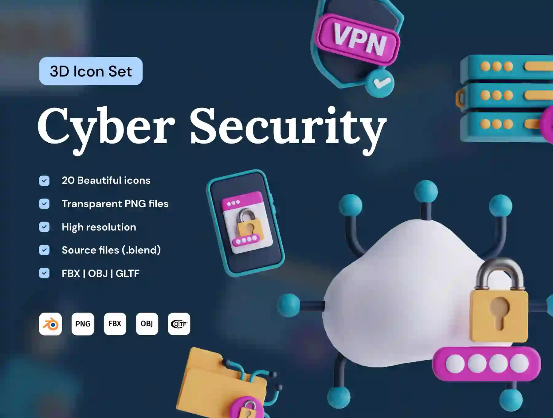 Cyber Security 3D Icon Set