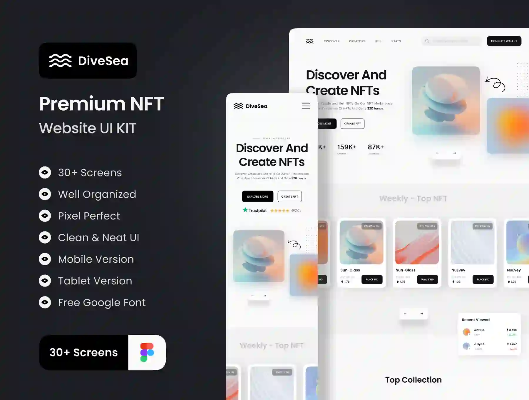 DiveSea - NFT Market Landing Page & Web UI KIT