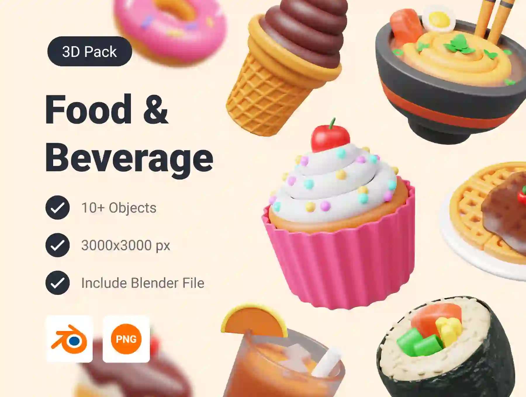 Food & Beverage 3D Icon Pack