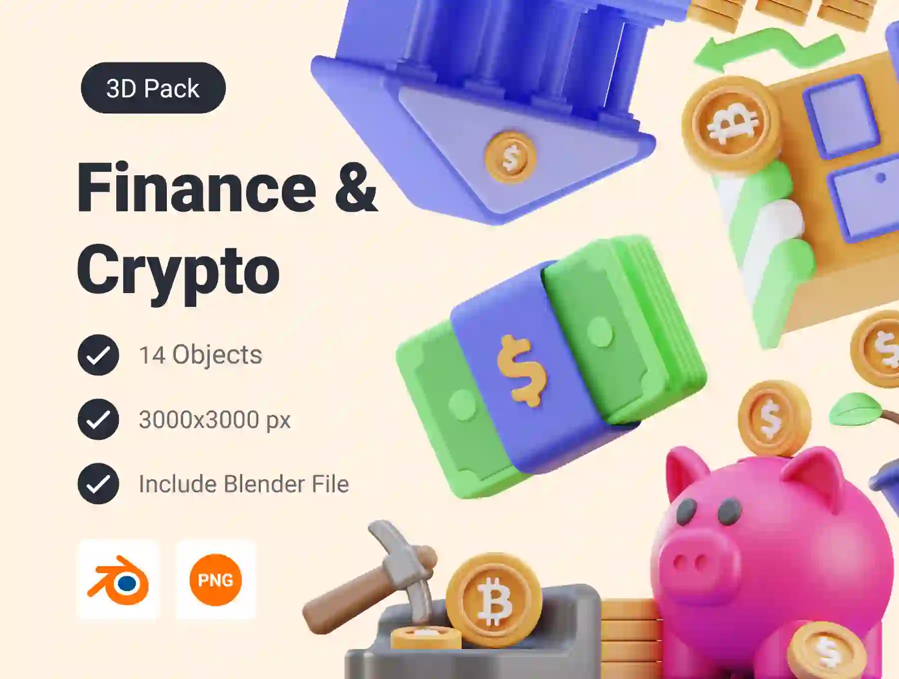 Finance & Crypto 3D Icon Pack
